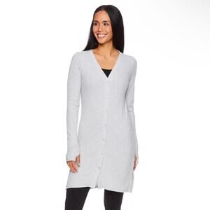Women's Gaiam Restore Ribbed Long Cardigan Button Front Super Soft Casual O22